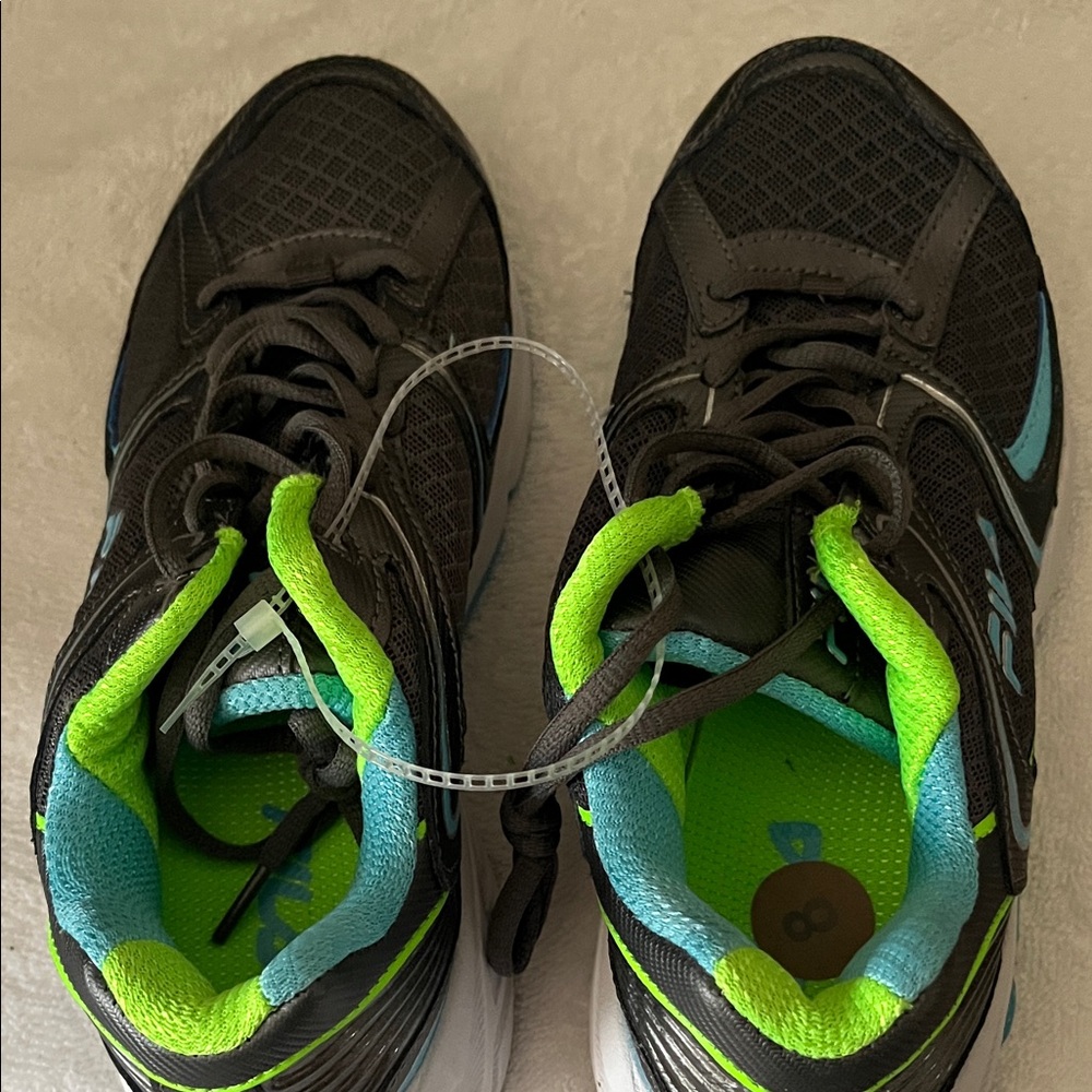 Fila Women’s Black and Neon Green Sneakers